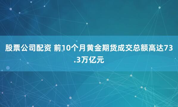 股票公司配资 前10个月黄金期货成交总额高达73.3万亿元